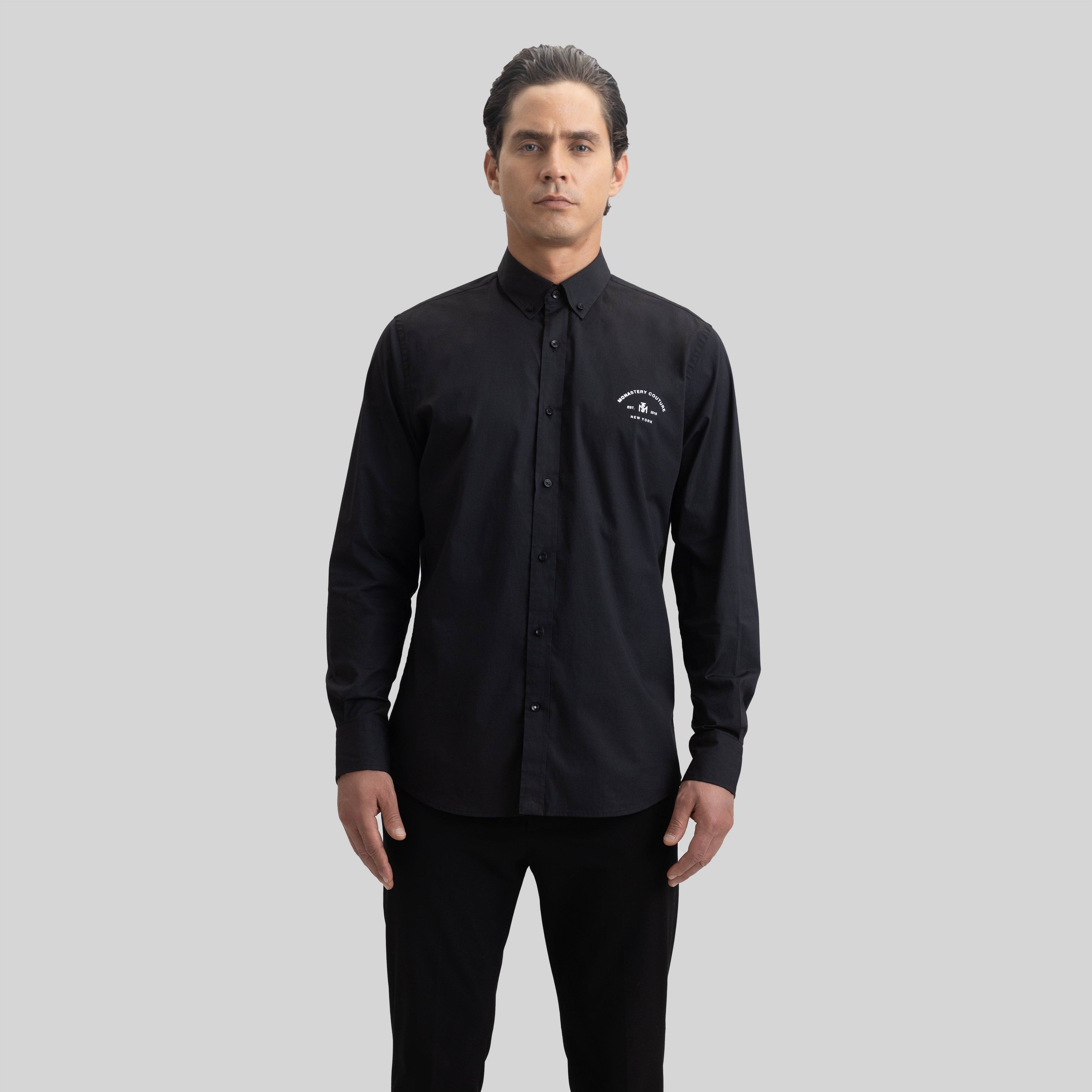 BUGATTI SHIRT LONG SLEEVE BLACK | Monastery Couture