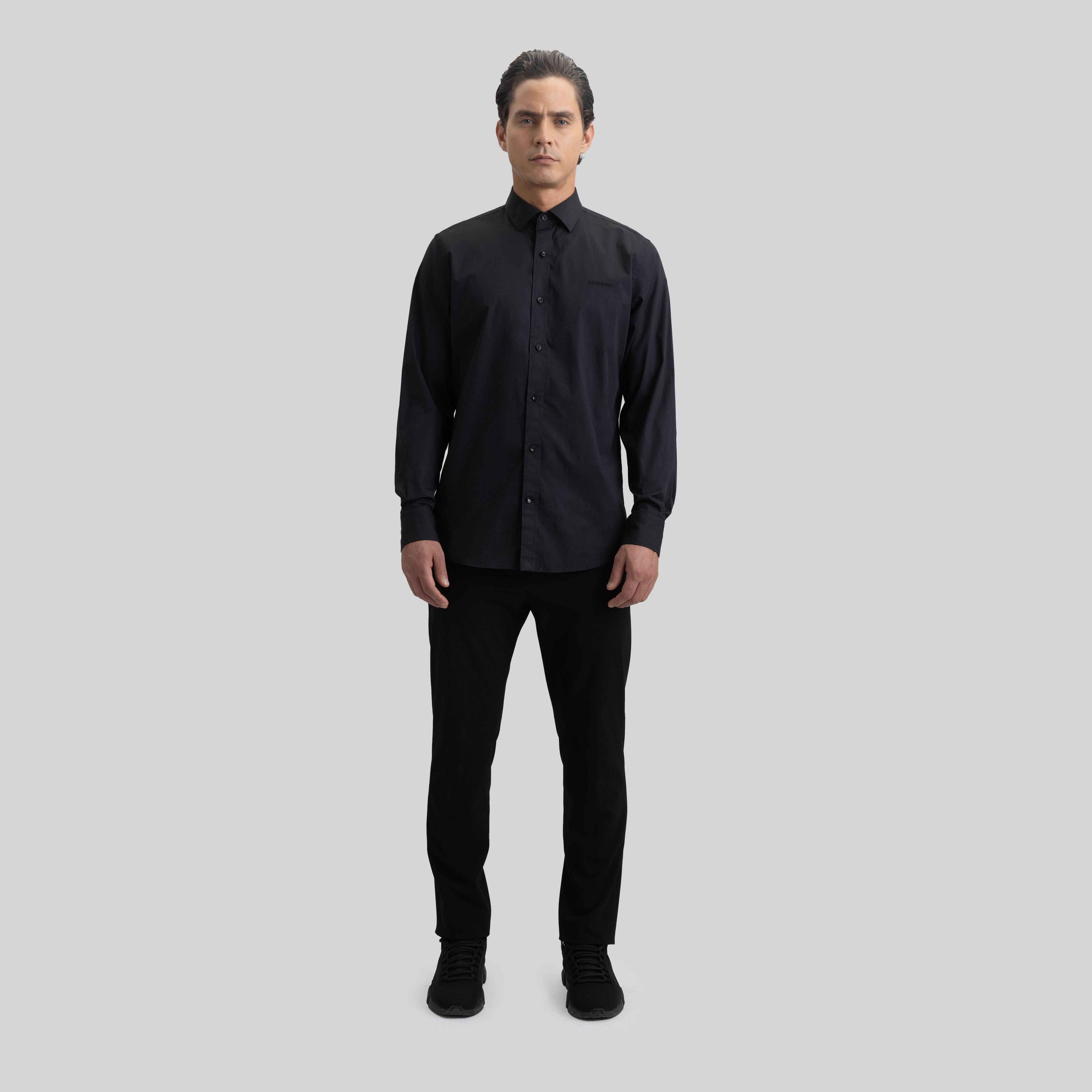 ROLLS SHIRT LONG SLEEVE BLACK | Monastery Couture