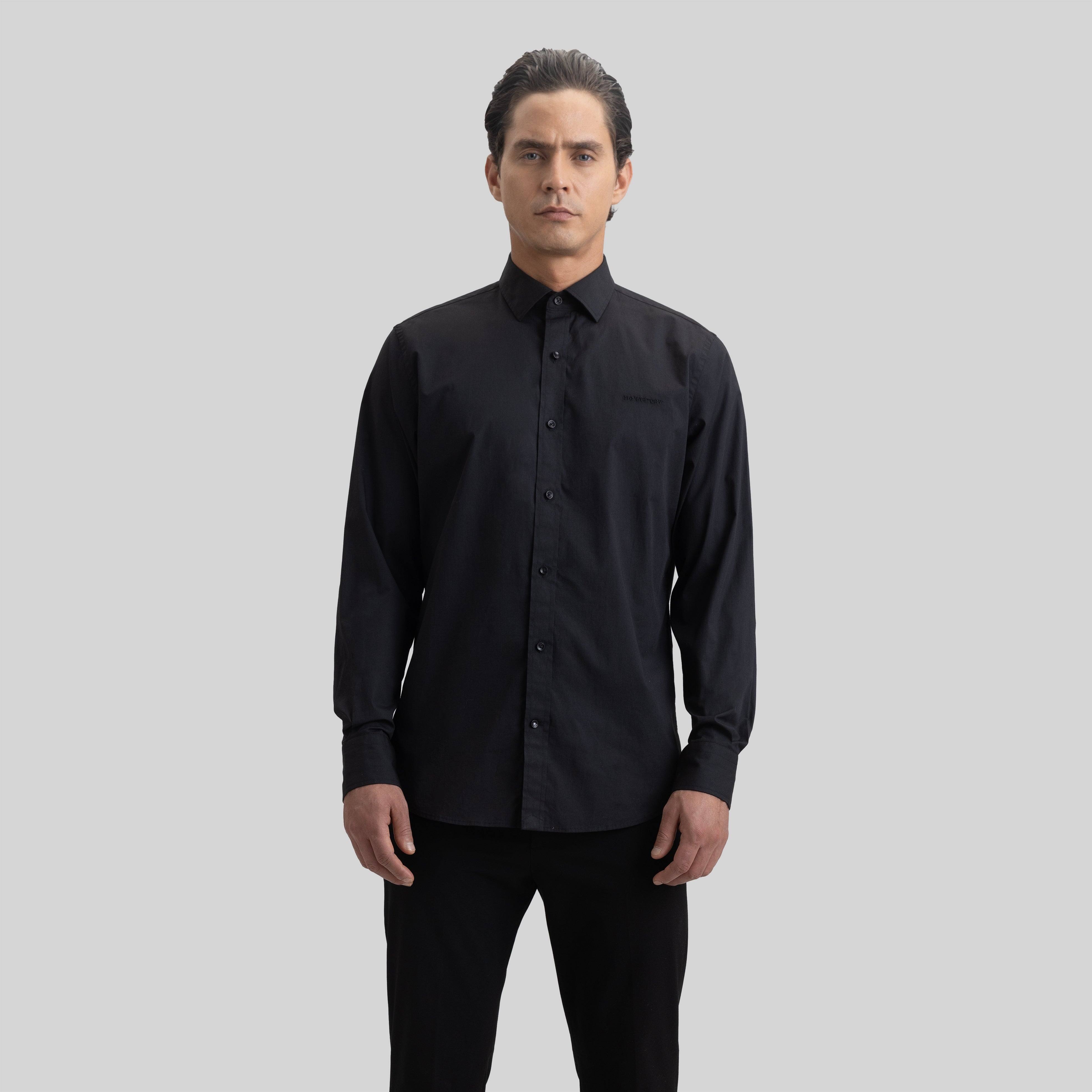 ROLLS SHIRT LONG SLEEVE BLACK | Monastery Couture