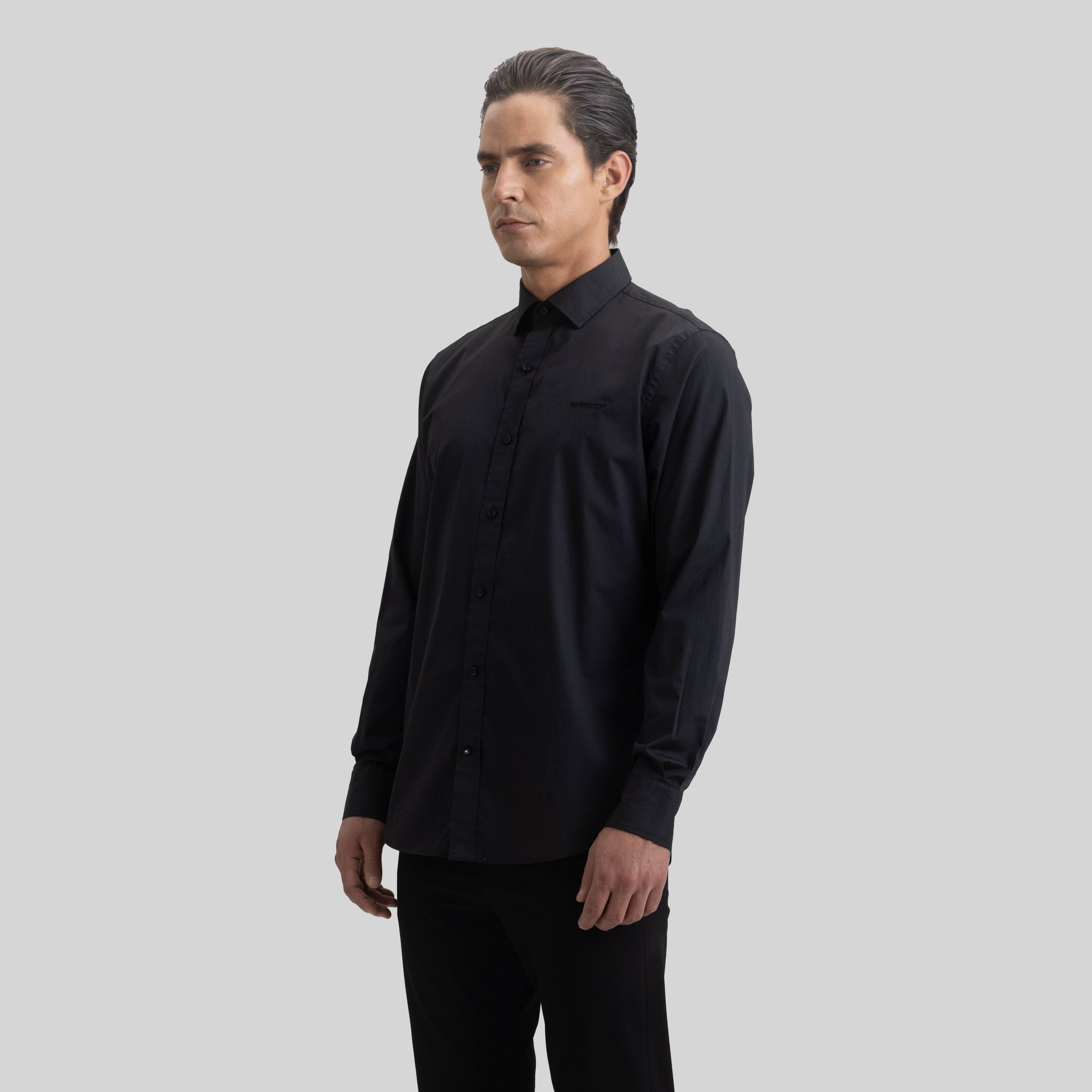 ROLLS SHIRT LONG SLEEVE BLACK | Monastery Couture