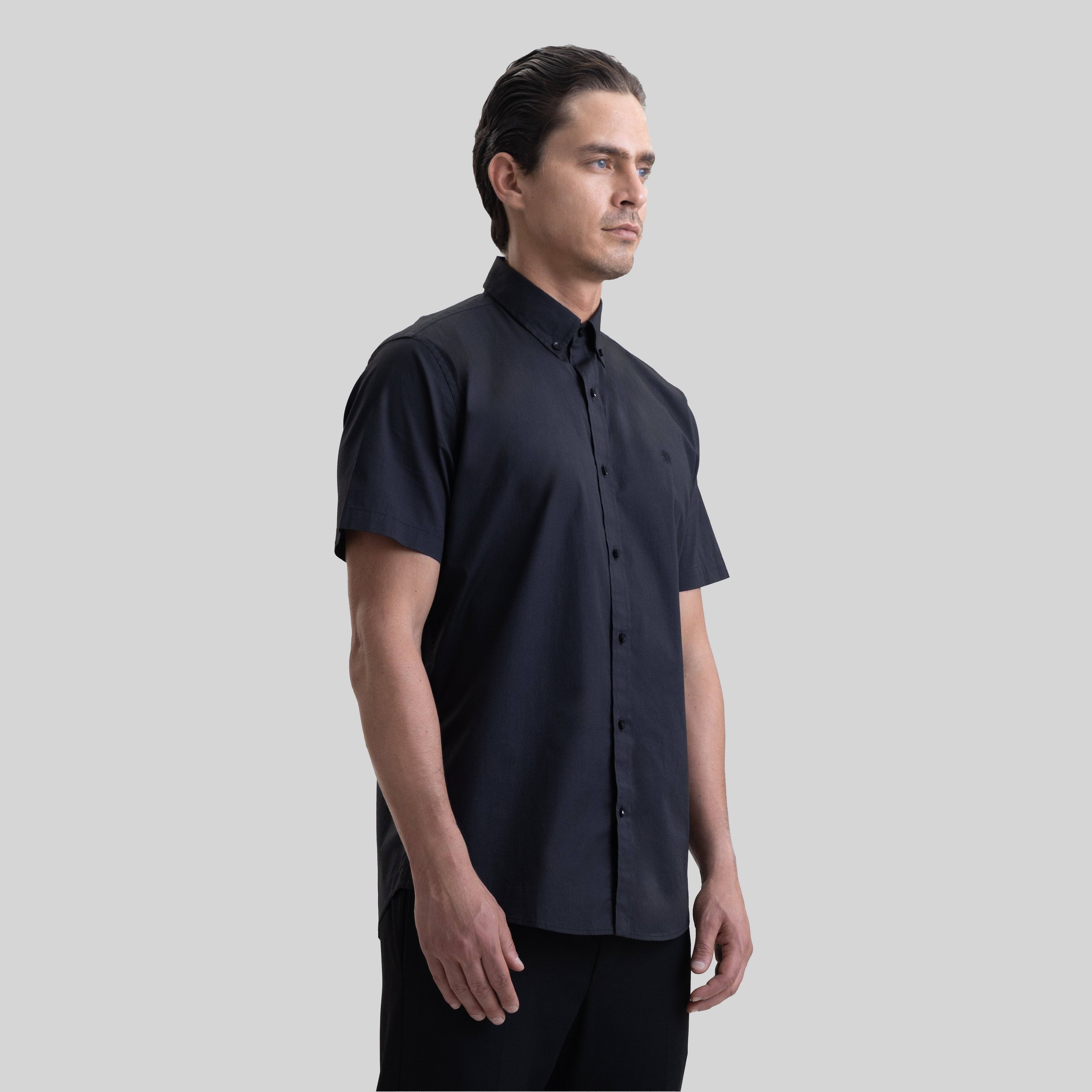 ASTON SHIRT SPORT SHORT SLEEVE BLACK | Monastery Couture